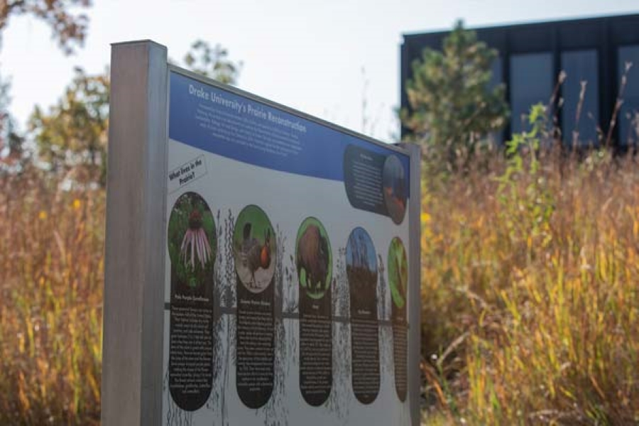 Sustainability sign on campus